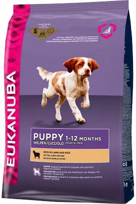 Корм Eukanuba Puppy All Breed для чувствительных щенков всех пород, ягненок с рисом