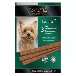 Колбаски Edel Dog кролик, печень для собак, 3 шт.