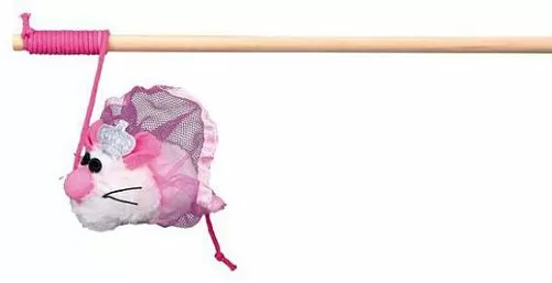 Игрушка-удочка TRIXIE Мышь-невеста Princess для кошки, 30 см, плюш, розовый