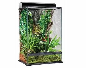 Exo Terra террариум из&nbsp;силикатного стекла с&nbsp;дверцами, покровной сеткой и&nbsp;декоративным фоном, 60x45&times;90&nbsp;см