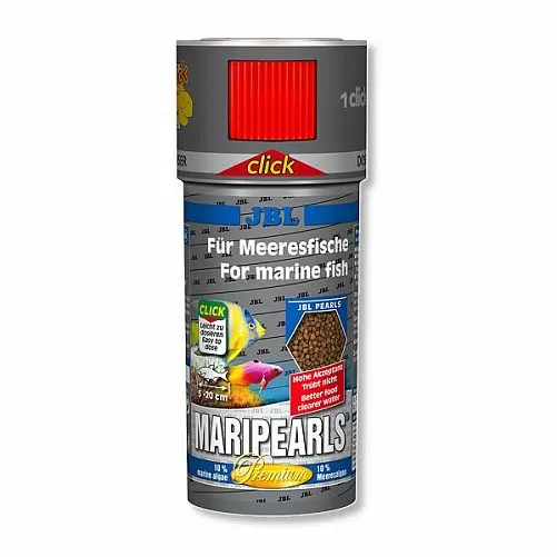 Корм премиум JBL MariPearls CLICK для морских рыб, в банке с дозатором, гранулы 250 мл Корм премиум JBL MariPearls CLICK для морских рыб, в банке с дозатором, гранулы 250 мл