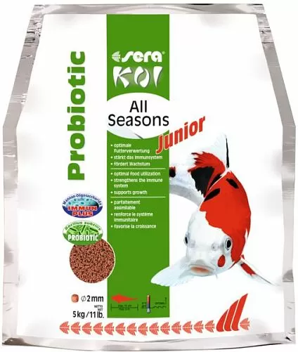 Корм SERA Koi Junior All Seasons Probiotic для кои и прудовых рыб, 5 кг