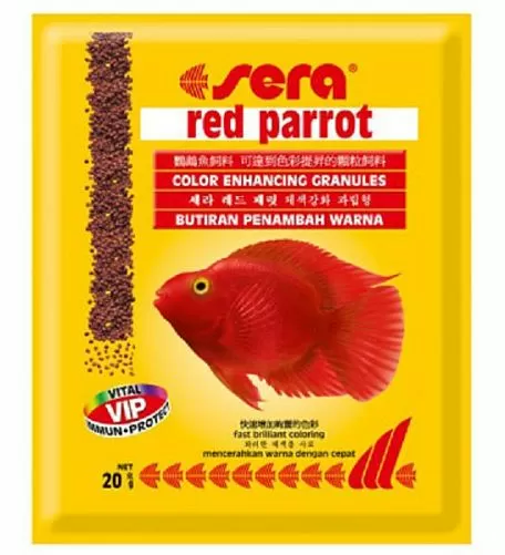 Sera RED PARROT основной корм для рыб-попугаев и других привередливых ярко окрашенных рыб, пакетик, гранулы 20 г
