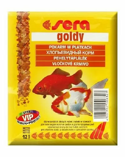 Sera GOLDY основной корм для мелких золотых рыб и других холодноводных видов, пакетик, хлопья 12 г