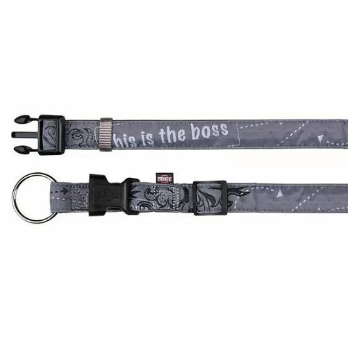 Ошейник TRIXIE This is the Boss, L–XL: 40–65 см, 25 мм, нейлон, серый