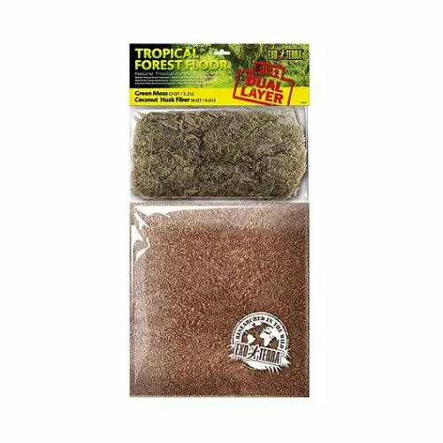 Грунт для террариума Exo Terra Tropical Forest Floor 2 в 1, 2.2 л + 6.6 л, зеленый мох и волокно шелухи кокоса