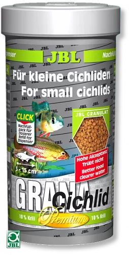 JBL Grana-Cichlid корм премиум-класса для плотоядных цихлид, банка без дозатора, гранулы 250 мл