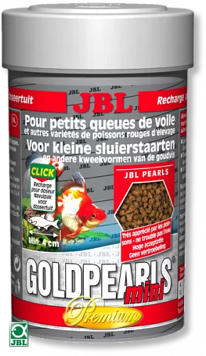 JBL GoldPearls mini корм премиум-класса для небольших вуалехвостов и других золотых рыбок, в банке без дозатора, гранулы 100 мл