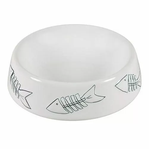 Миска TRIXIE для кошки, керамика, 0,2 л, 15 см, белая с рисунком