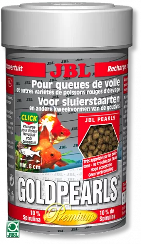 JBL GoldPearls корм премиум-класса для вуалехвостов и других разновидностей золотых рыбок, банка без дозатора, гранулы 100 мл