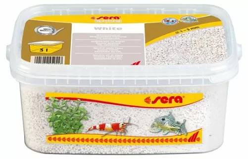 Грунт Sera Gravel White натуральный для аквариума, белый, Ø 1-3 мм, 3 л