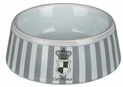 Миска TRIXIE Prince для кошек, керамика, 0,18 л, D 12 см, серый, белый