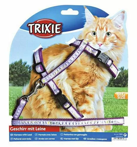 Шлейка TRIXIE с поводком для крупных кошек, 34-57 см, 13 мм