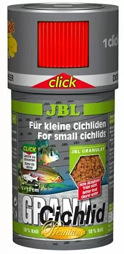 JBL GranaCichlid CLICK корм премиум-класса для плотоядных цихлид, банка с дозатором, гранулы 100 мл