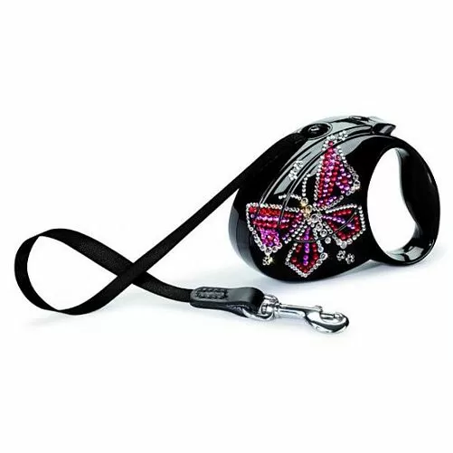 Рулетка FLEXI GLAM "Butterfly" S, 3 м 12 кг, черный