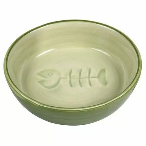 Миска TRIXIE для кошки, керамика, цветная, рисунок "Рыбья кость", 0,2 л, D 13 см