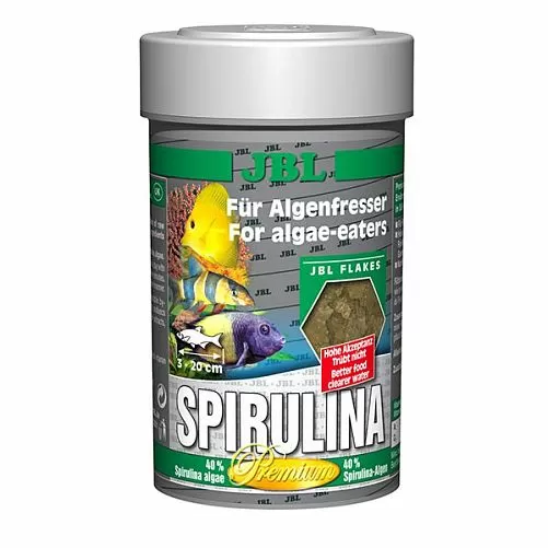 Корм JBL Spirulina премиум-класса для пресноводных и морских растительноядных рыб, хлопья 100 мл