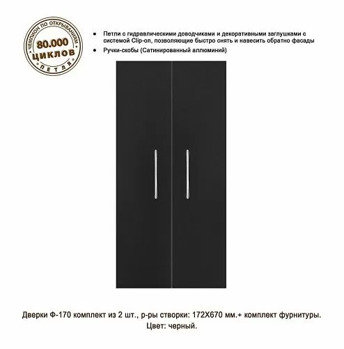 Дверки Biodesign Ф-170 для подставки КЛАССИК 50 и 50R, черная шагрень, 2 шт.