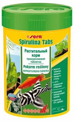 Sera SPIRULINA TABS растительный корм для растительноядных рыб, таблетки 100 шт., 60 г Sera SPIRULINA TABS растительный корм для растительноядных рыб, таблетки 100 шт., 60 г