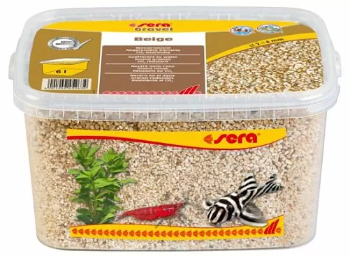Грунт Sera Gravel Beige натуральный для аквариума, бежевый, Ø 2-4 мм, 6 л