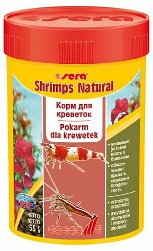Sera Shrimps Natural основной корм для всех видов креветок, гранулы 100 мл Sera Shrimps Natural основной корм для всех видов креветок, гранулы 100 мл