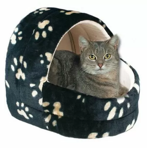 Лежак-пещера TRIXIE для кошки, 45 см, "Кошачьи лапки", черный