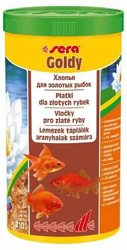 Sera Goldy корм для мелких золотых рыбок и других холодноводных видов рыб, хлопья 1 л Sera Goldy корм для мелких золотых рыбок и других холодноводных видов рыб, хлопья 1 л
