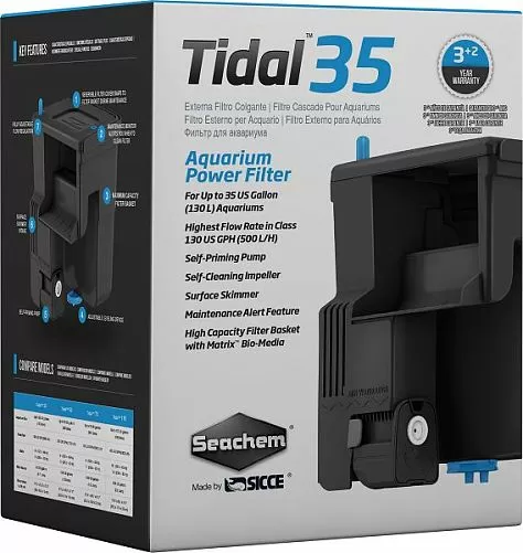 Фильтр рюкзачный Seachem Tidal 35 для аквариума до 130 л, 500 л/ч