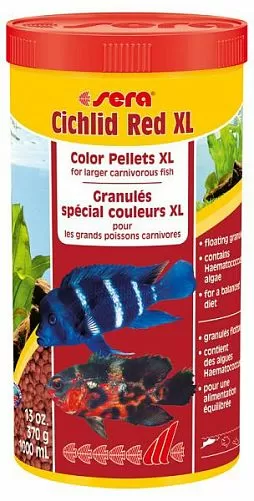 Sera CICHLID RED XL основной корм для крупных плотоядных цихлид, гранулы 1 л Sera CICHLID RED XL основной корм для крупных плотоядных цихлид, гранулы 1 л