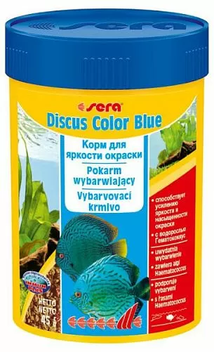 Sera Discus Color Blue корм для яркой окраски «голубых» форм дискусов, гранулы 100 мл Sera Discus Color Blue корм для яркой окраски «голубых» форм дискусов, гранулы 100 мл