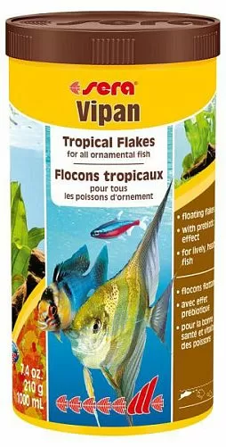 Корм Sera Vipan основной корм для всех декоративных рыб, хлопья 1 л Корм Sera Vipan основной корм для всех декоративных рыб, хлопья 1 л