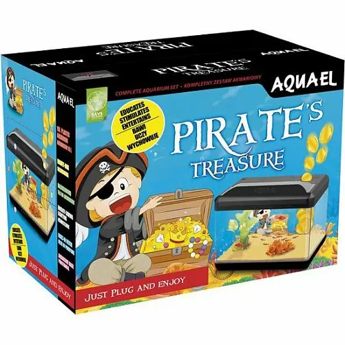 Aquael LEDDY TUBE PIRATE аквариум пластиковый с копилкой, черный, 15 л Aquael LEDDY TUBE PIRATE аквариум пластиковый с копилкой, черный, 15 л