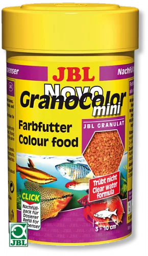 JBL NovoGranoColor mini Refill основной корм для естественного усиления цвета маленьких рыб в "общих" аквариумах, мини-гранулы 100 мл
