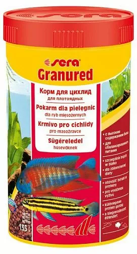 Sera GRANURED основной корм для мелких плотоядных цихлид, гранулы 100 мл Sera GRANURED основной корм для мелких плотоядных цихлид, гранулы 100 мл