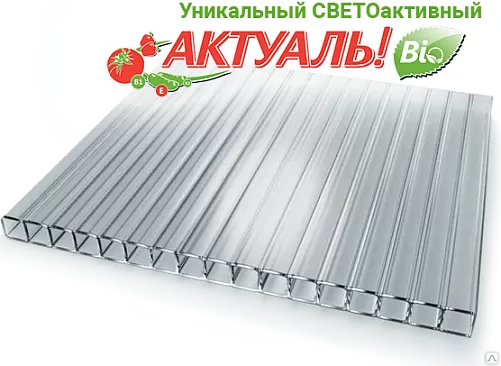 Сотовый поликарбонат Актуаль Био, 100х70 см, толщина 6 мм